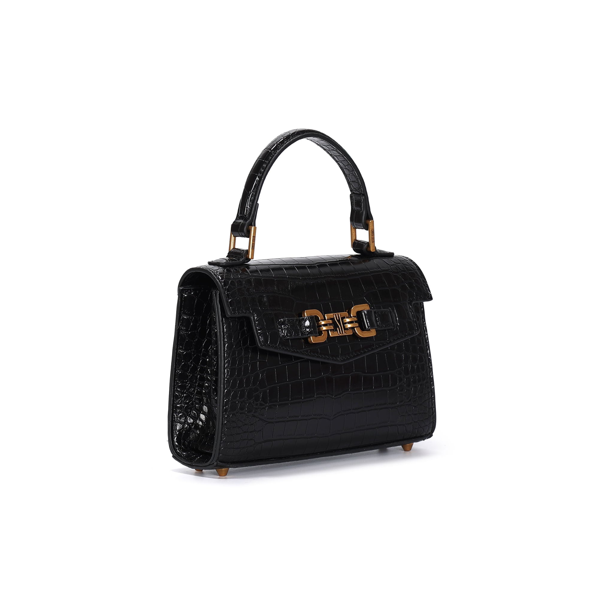 Bolsa Tote Santa Lolla Preta Croco Alça Tiracolo