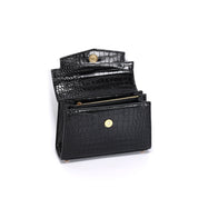 Bolsa Tote Santa Lolla Preta Croco Alça Tiracolo