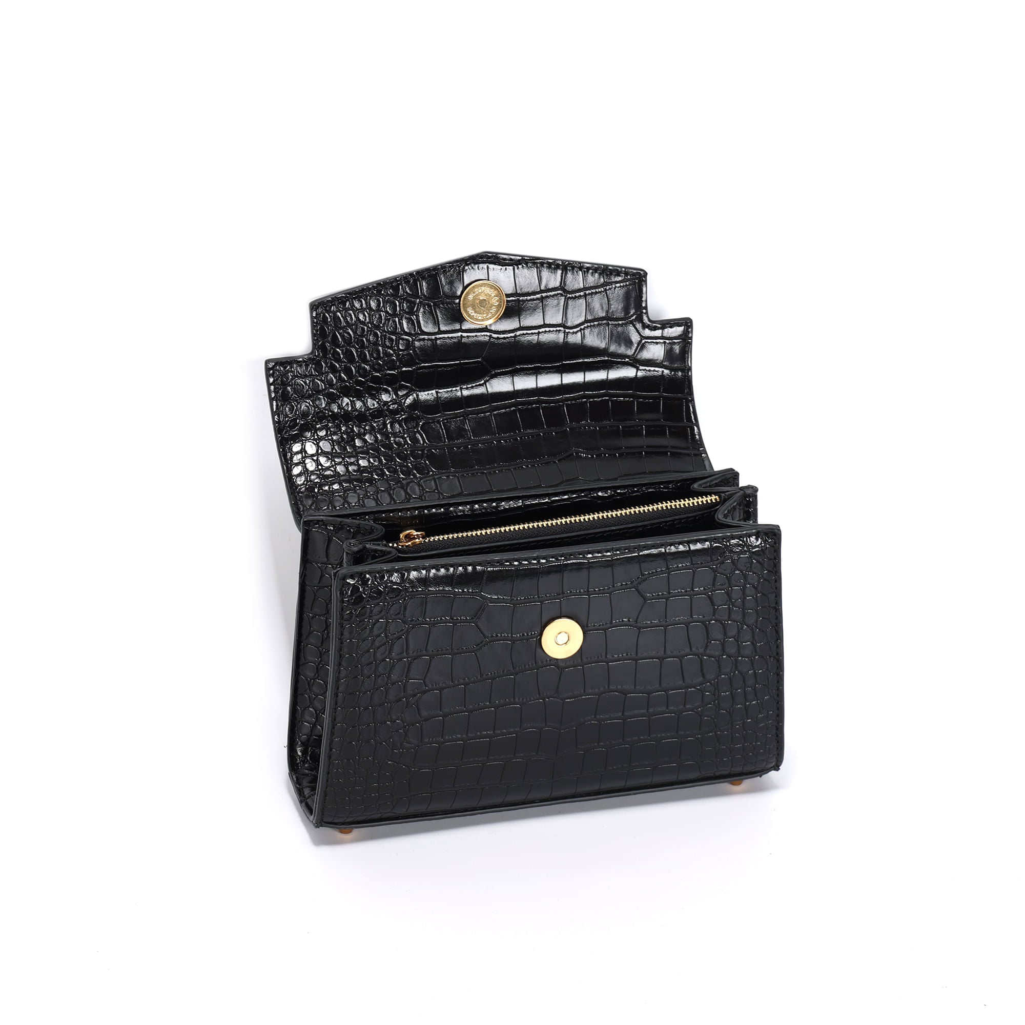 Bolsa Tote Santa Lolla Preta Croco Alça Tiracolo