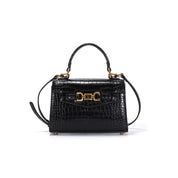Bolsa Tote Santa Lolla Preta Croco Alça Tiracolo