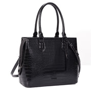 Bolsa Tote Santa Lolla Preta Croco Duas Alças