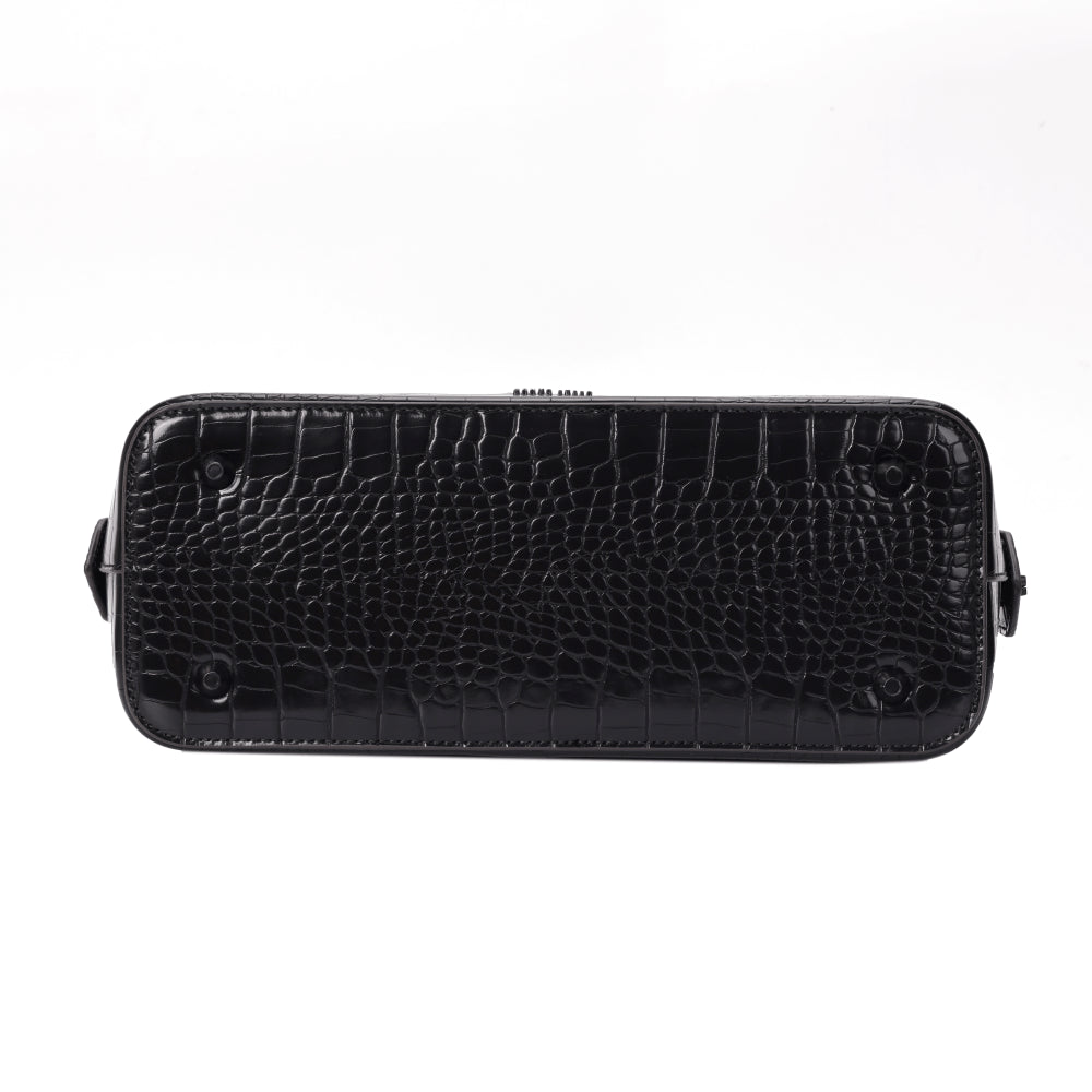 Bolsa Tote Santa Lolla Preta Croco Duas Alças