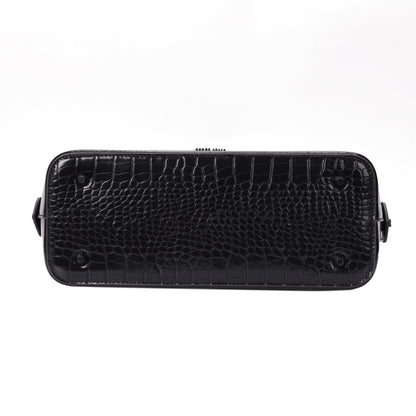 Bolsa Tote Santa Lolla Preta Croco Duas Alças