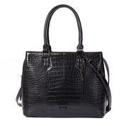 Bolsa Tote Santa Lolla Preta Croco Duas Alças