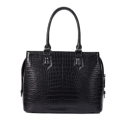 Bolsa Tote Santa Lolla Preta Croco Duas Alças