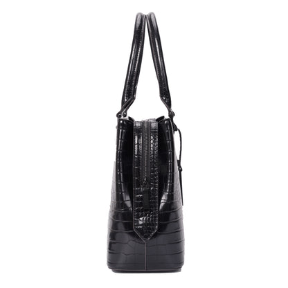 Bolsa Tote Santa Lolla Preta Croco Duas Alças