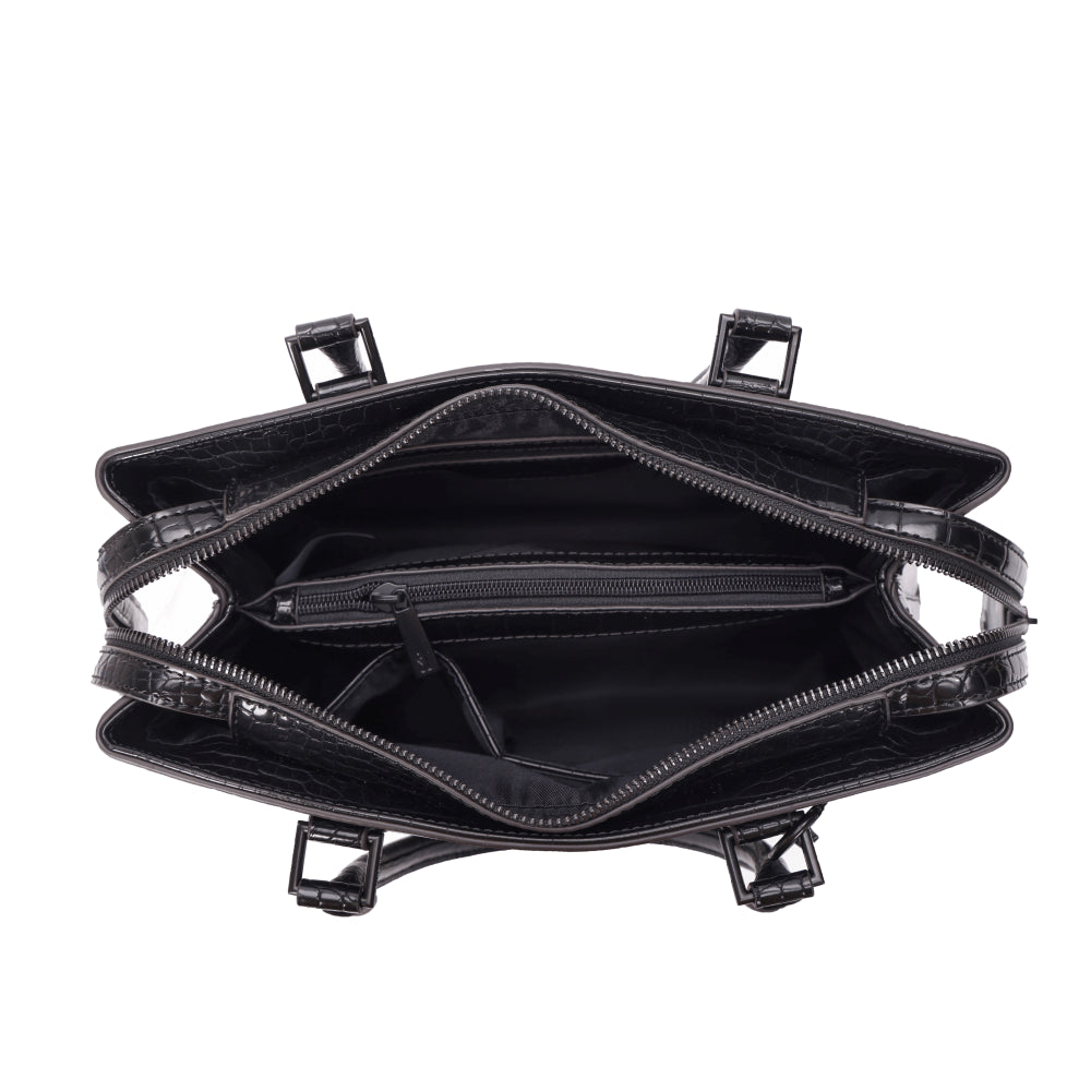 Bolsa Tote Santa Lolla Preta Croco Duas Alças