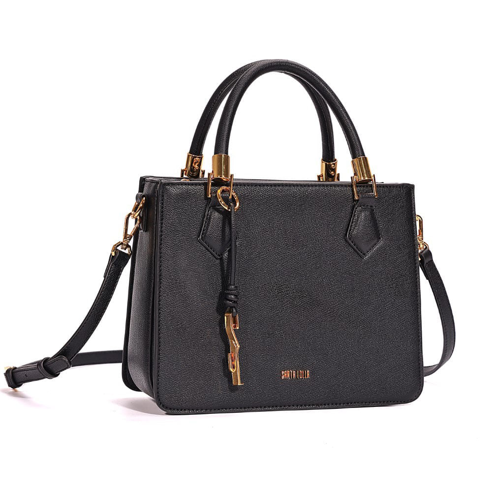 Bolsa Tote Santa Lolla Preta Duas Alças