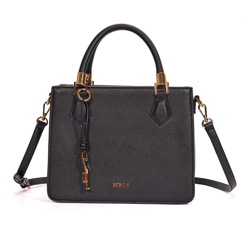 Bolsa Tote Santa Lolla Preta Duas Alças