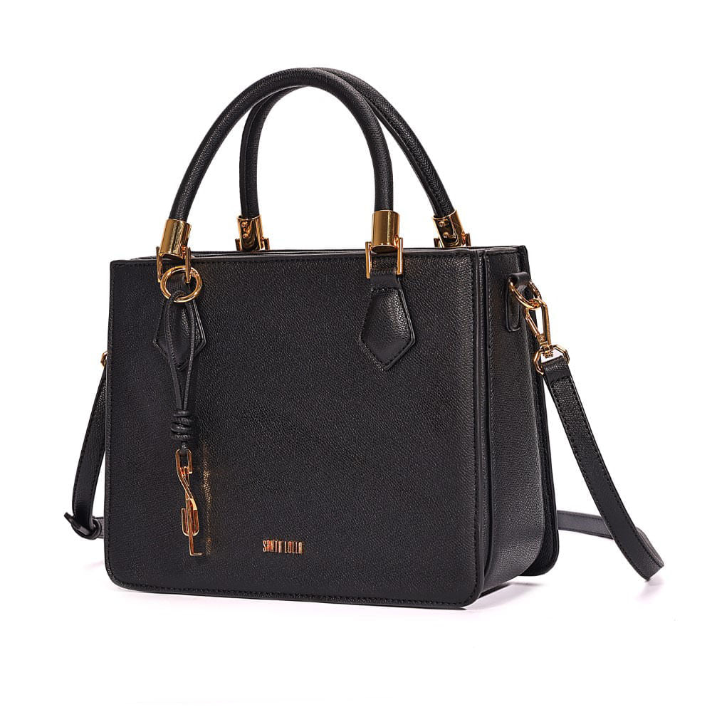 Bolsa Tote Santa Lolla Preta Duas Alças
