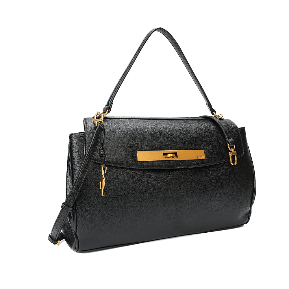 Bolsa Tote Santa Lolla Preta Fecho Giratório