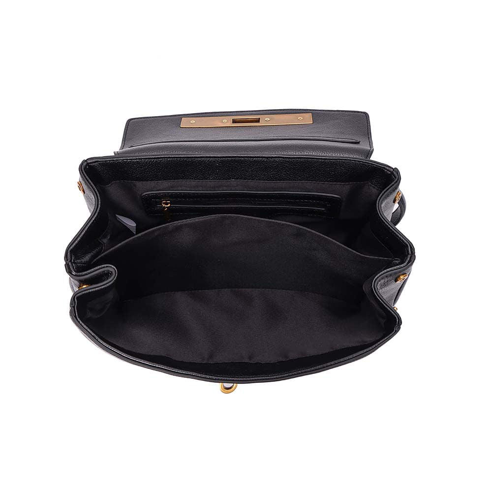 Bolsa Tote Santa Lolla Preta Fecho Giro Dourado