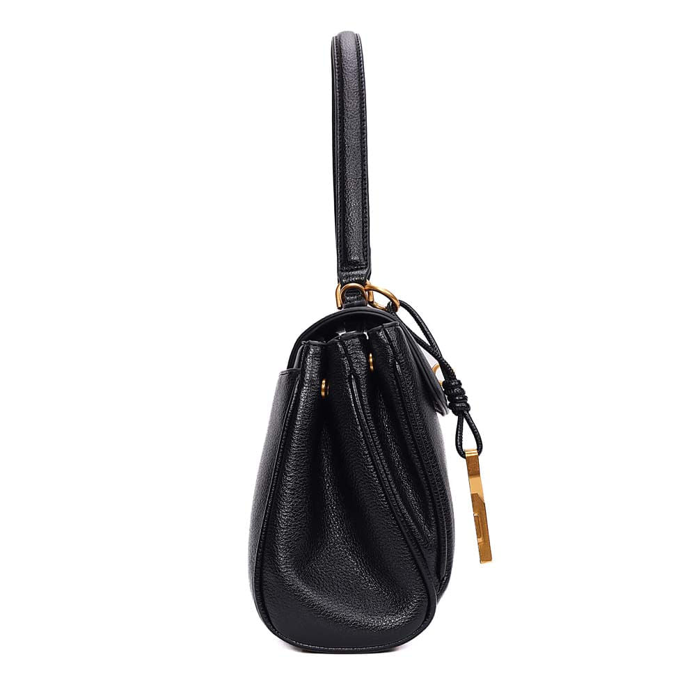 Bolsa Tote Santa Lolla Preta Fecho Giro Dourado