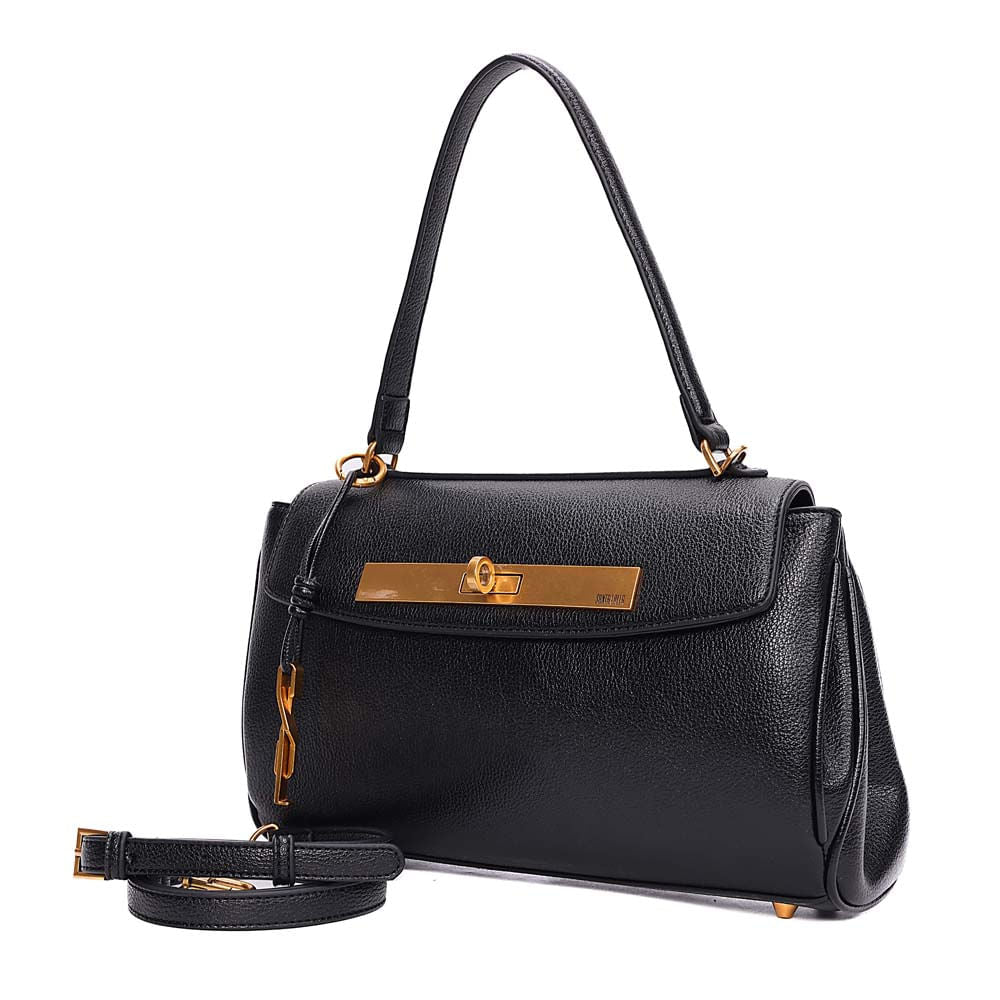 Bolsa Tote Santa Lolla Preta Fecho Giro Dourado