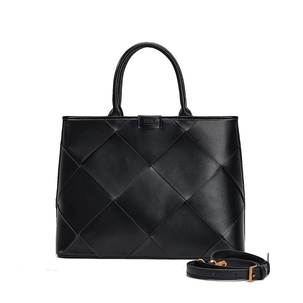 Bolsa Tote Santa Lolla Preta Matelassê Geométrico