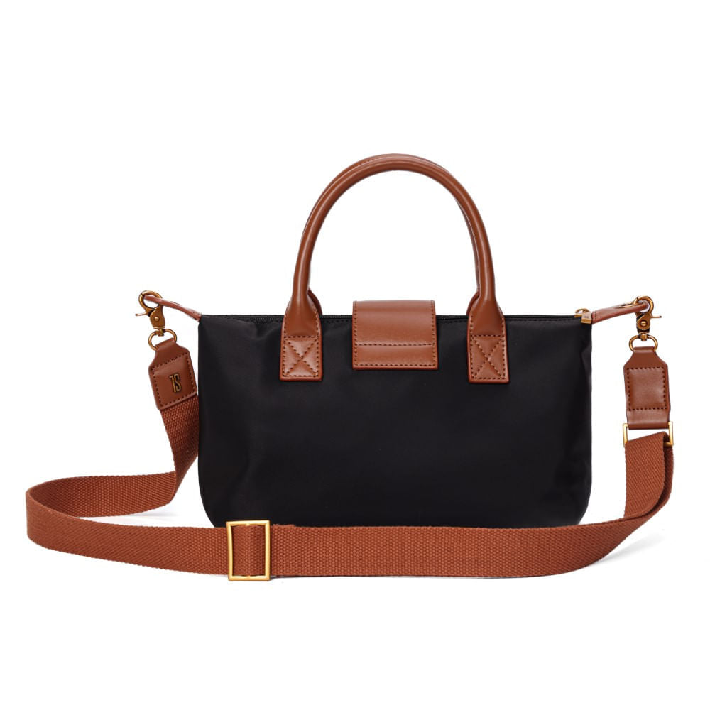 Bolsa Tote Santa Lolla Preta Nylon Alça Tiracolo