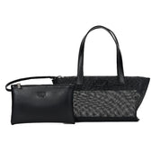 Bolsa Tote Santa Lolla Preta Tela Vazado 2 Em 1