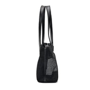 Bolsa Tote Santa Lolla Preta Tela Vazado 2 Em 1