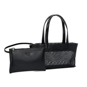Bolsa Tote Santa Lolla Preta Tela Vazado 2 Em 1