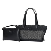 Bolsa Tote Santa Lolla Preta Tela Vazado 2 Em 1