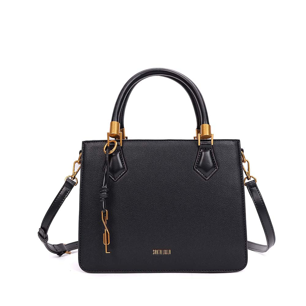 Bolsa Tote Santa Lolla Preta Textura Granulada