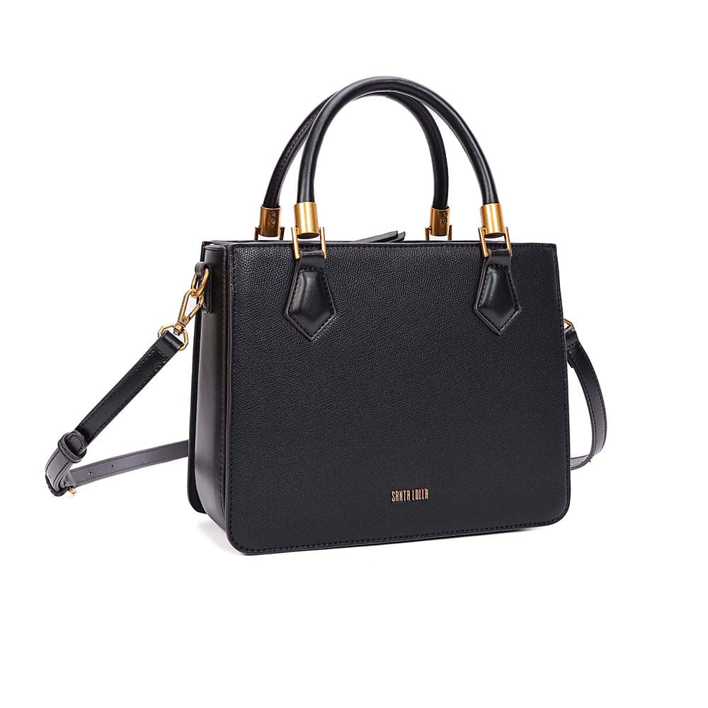 Bolsa Tote Santa Lolla Preta Textura Granulada