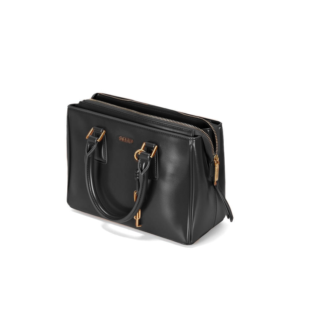 Bolsa Tote Santa Lolla Preta Texturizada Zíper