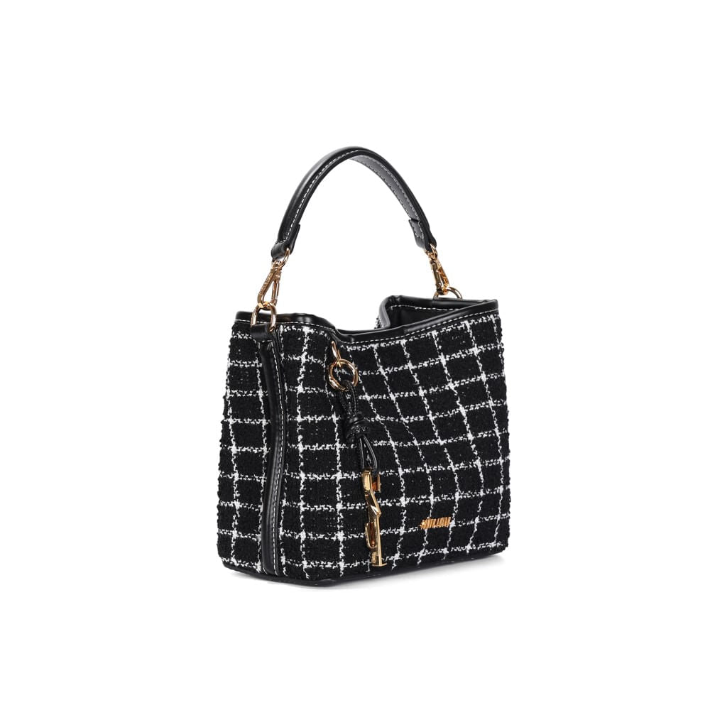 Bolsa Tote Santa Lolla Preta Tramada Pequena