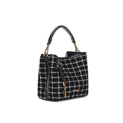Bolsa Tote Santa Lolla Preta Tramada Pequena
