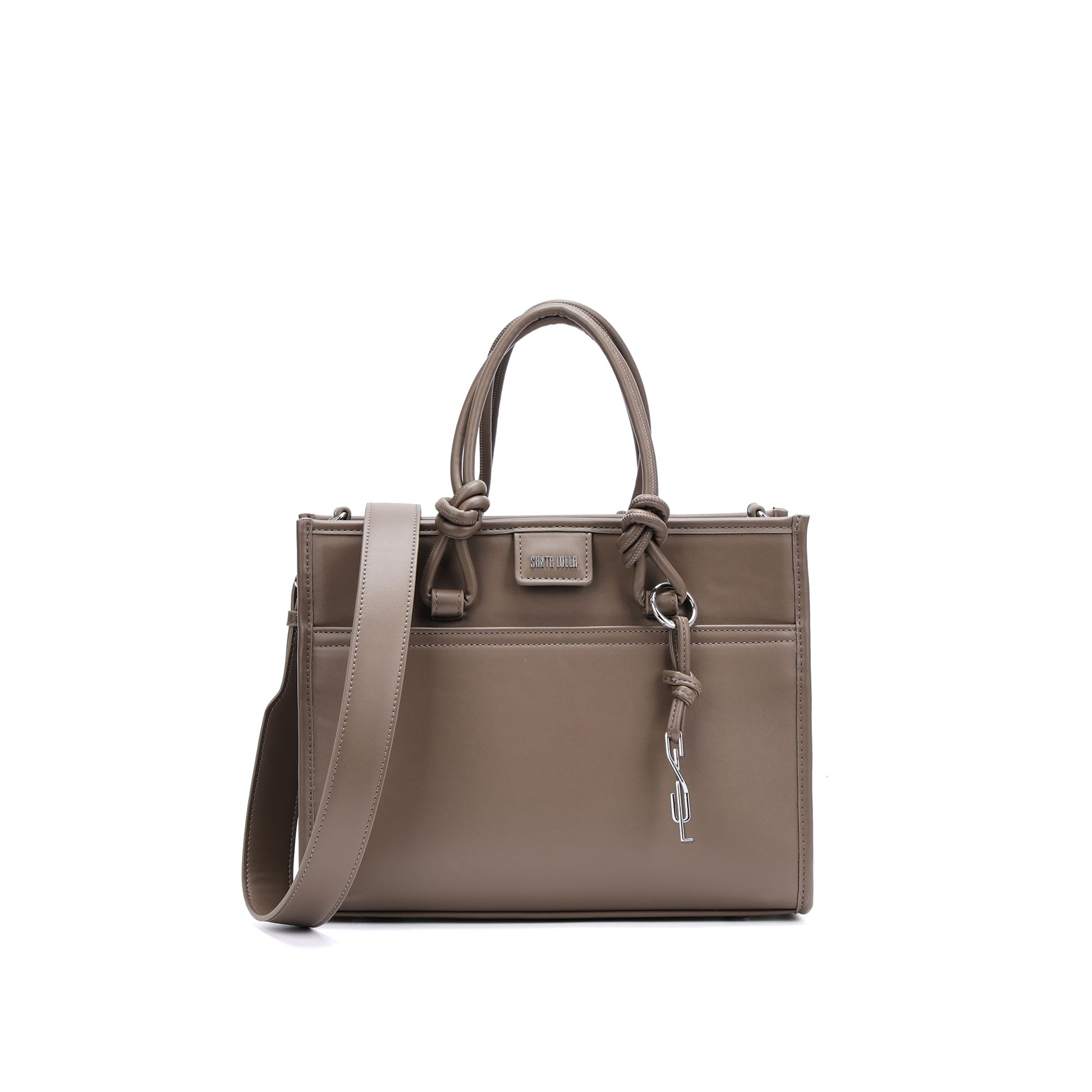 Bolsa Tote Santa Lolla Taupe Grande Alça Nó