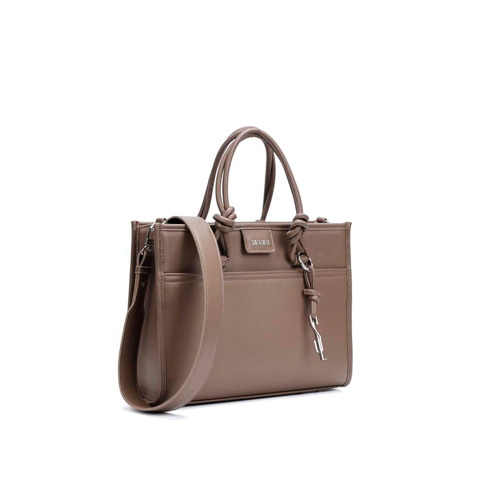 Bolsa Tote Santa Lolla Taupe Grande Alça Nó