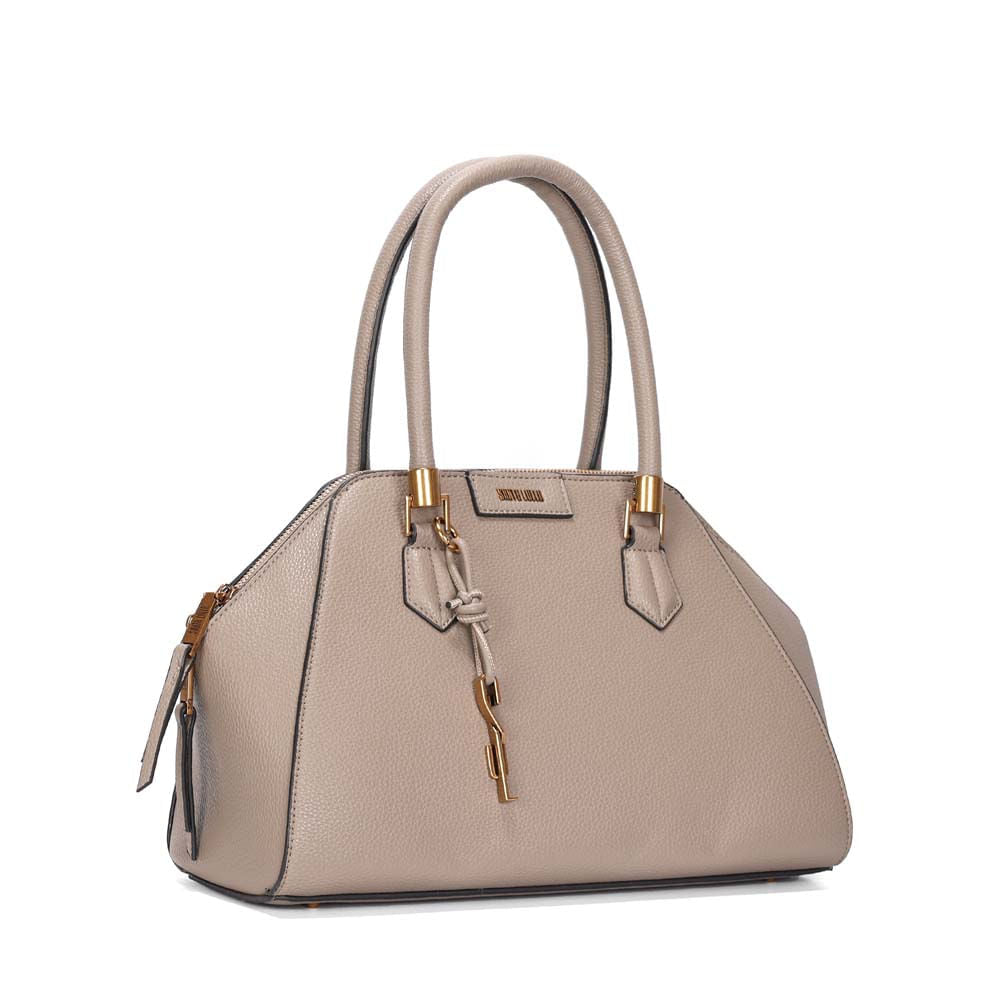 Bolsa Tote Santa Lolla Taupe Texturizada Alça Tiracolo