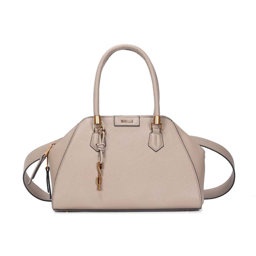 Bolsa Tote Santa Lolla Taupe Texturizada Alça Tiracolo