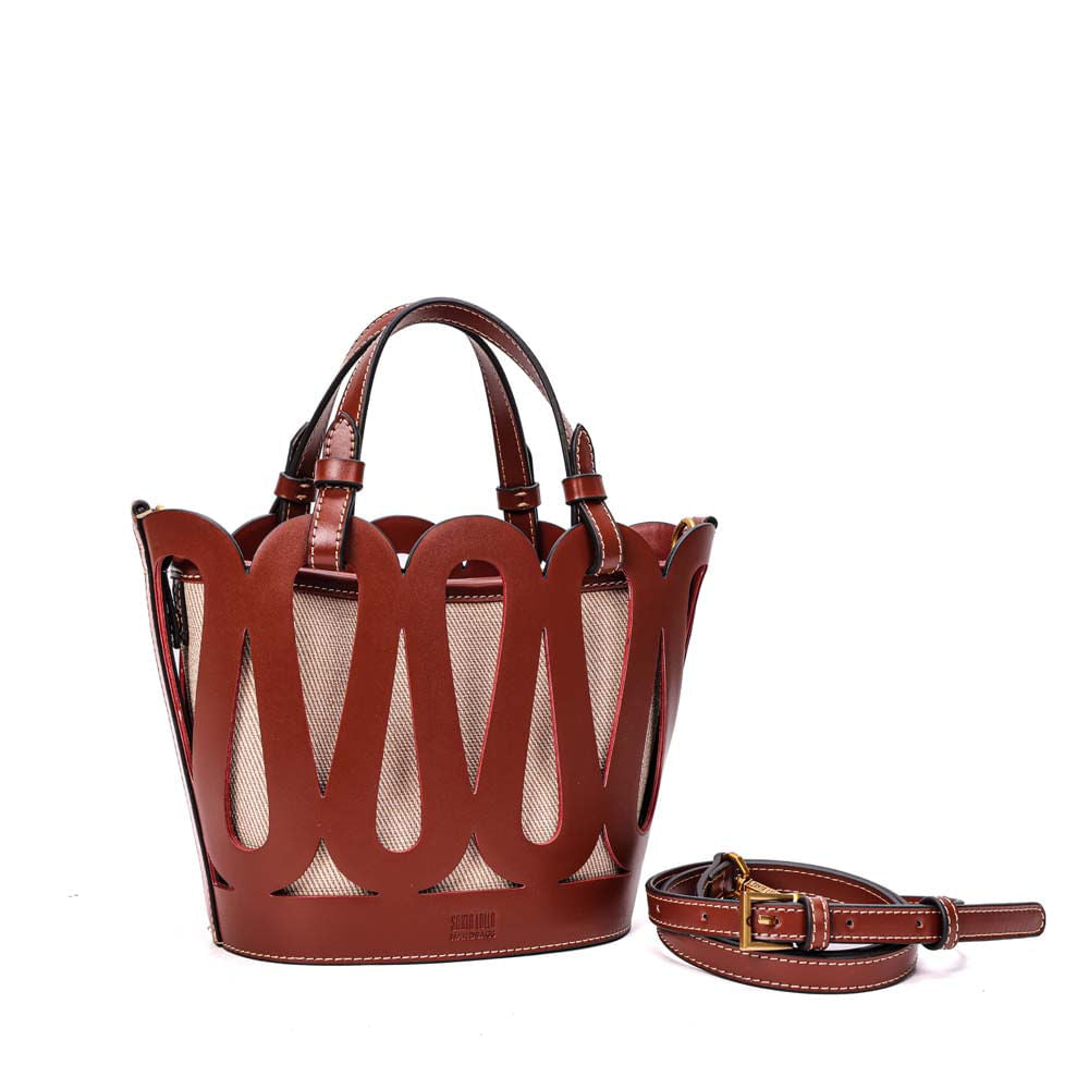 Bolsa Tote Santa Lolla Terracota Recortes Vazados