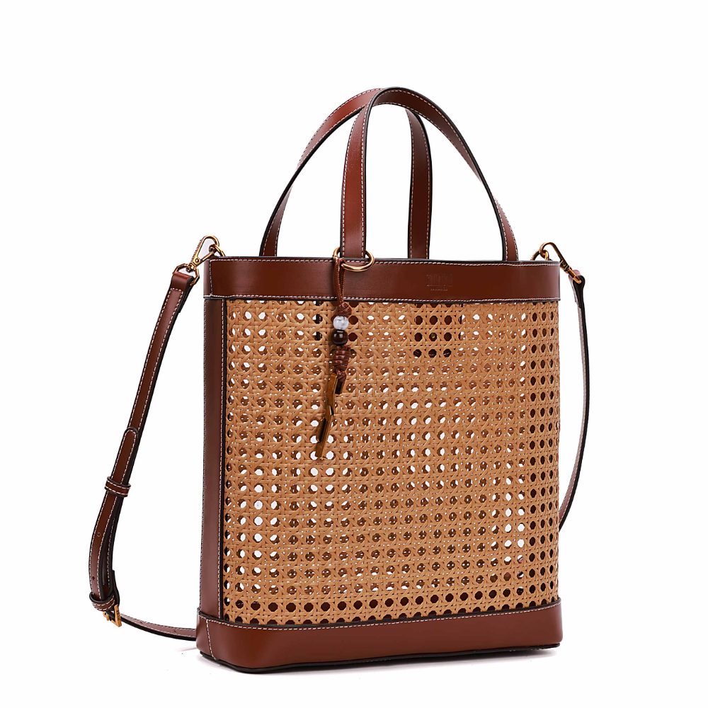 Bolsa Tote Santa Lolla Terracota Tramado Alça Tiracolo