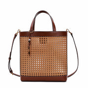Bolsa Tote Santa Lolla Terracota Tramado Alça Tiracolo
