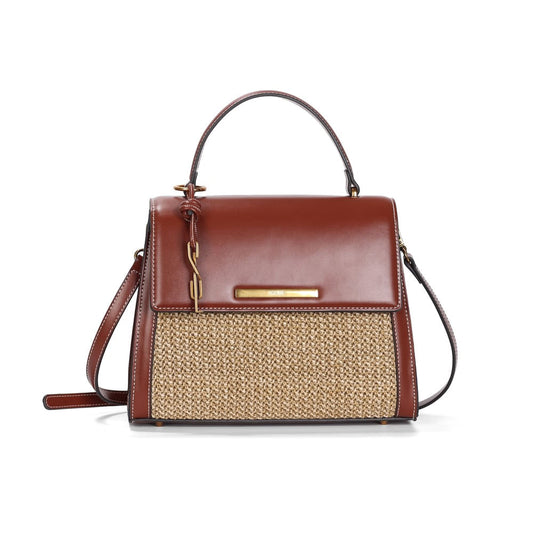 Bolsa Tote Santa Lolla Tramada Caramelo Alça Transversal