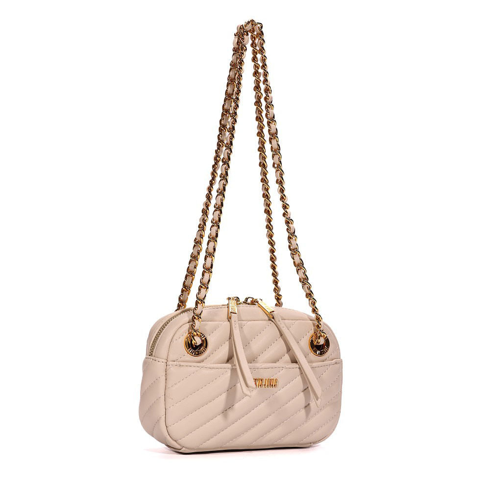 Bolsa Transversal Santa Lolla Bege Alça Correntes