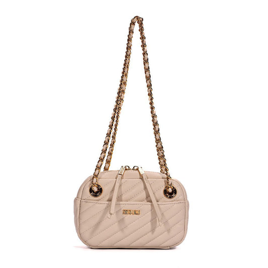 Bolsa Transversal Santa Lolla Bege Alça Correntes