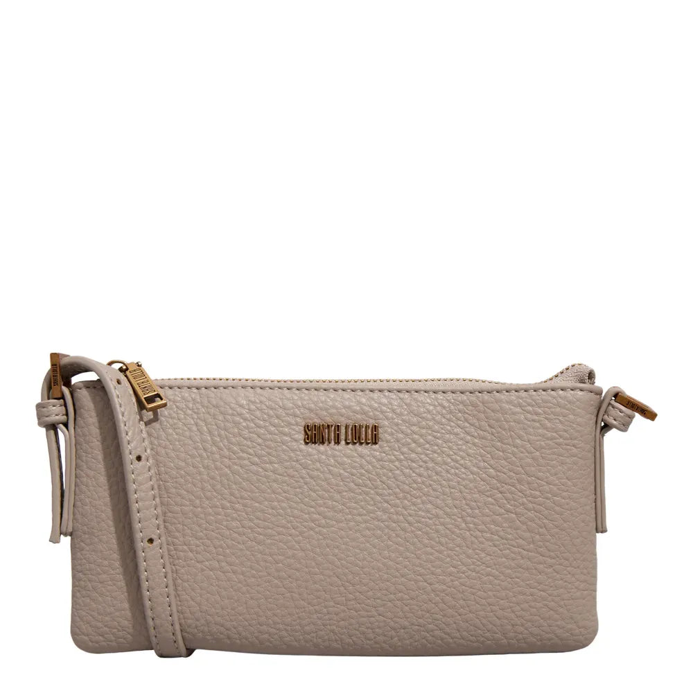 Bolsa Transversal Santa Lolla Bege Floater Zíper Dourado