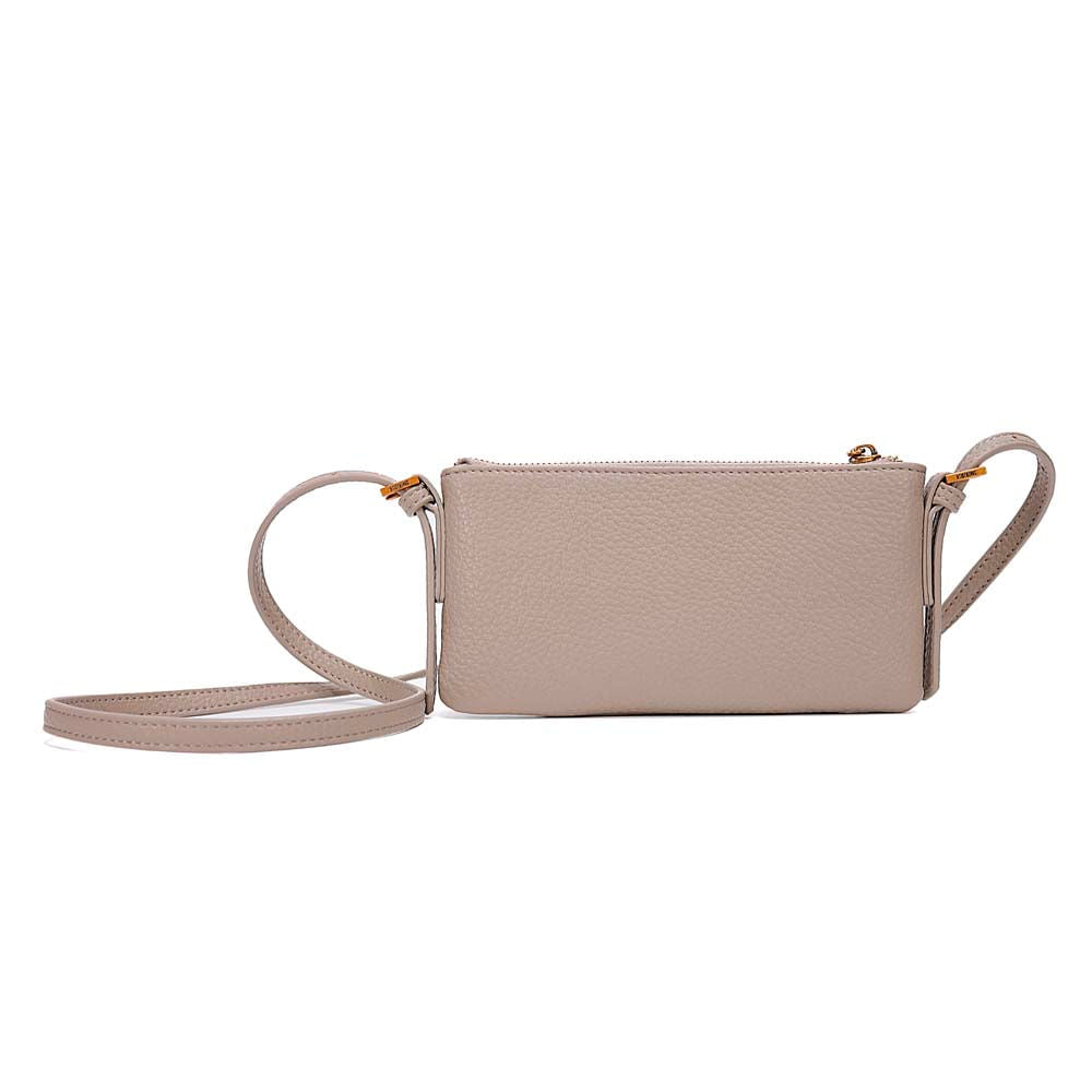 Bolsa Transversal Santa Lolla Bege Floater Zíper Dourado