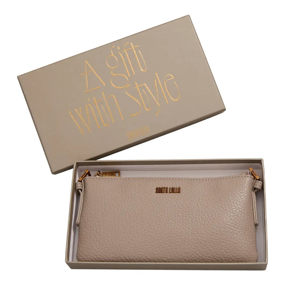 Bolsa Transversal Santa Lolla Bege Floater Zíper Dourado