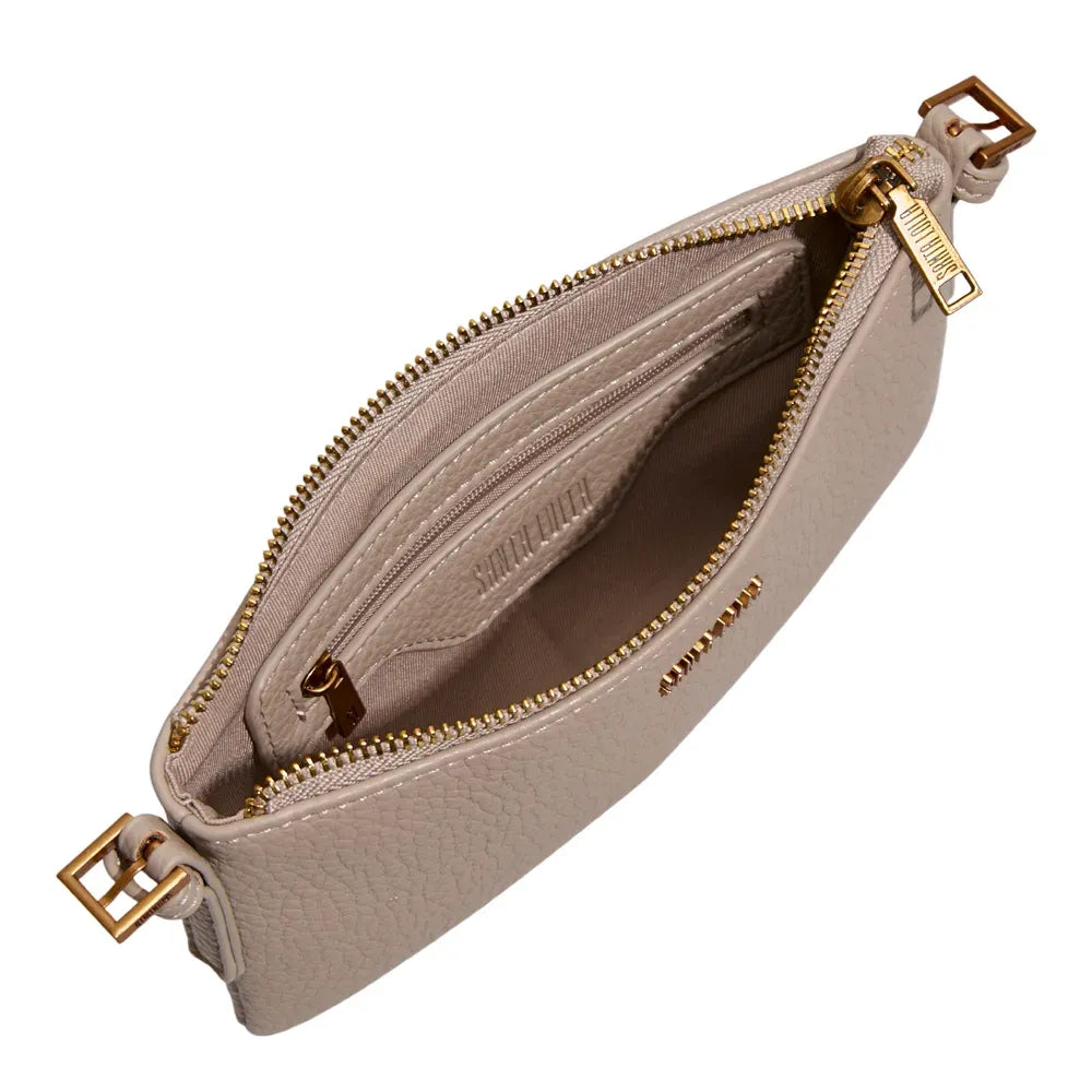 Bolsa Transversal Santa Lolla Bege Floater Zíper Dourado