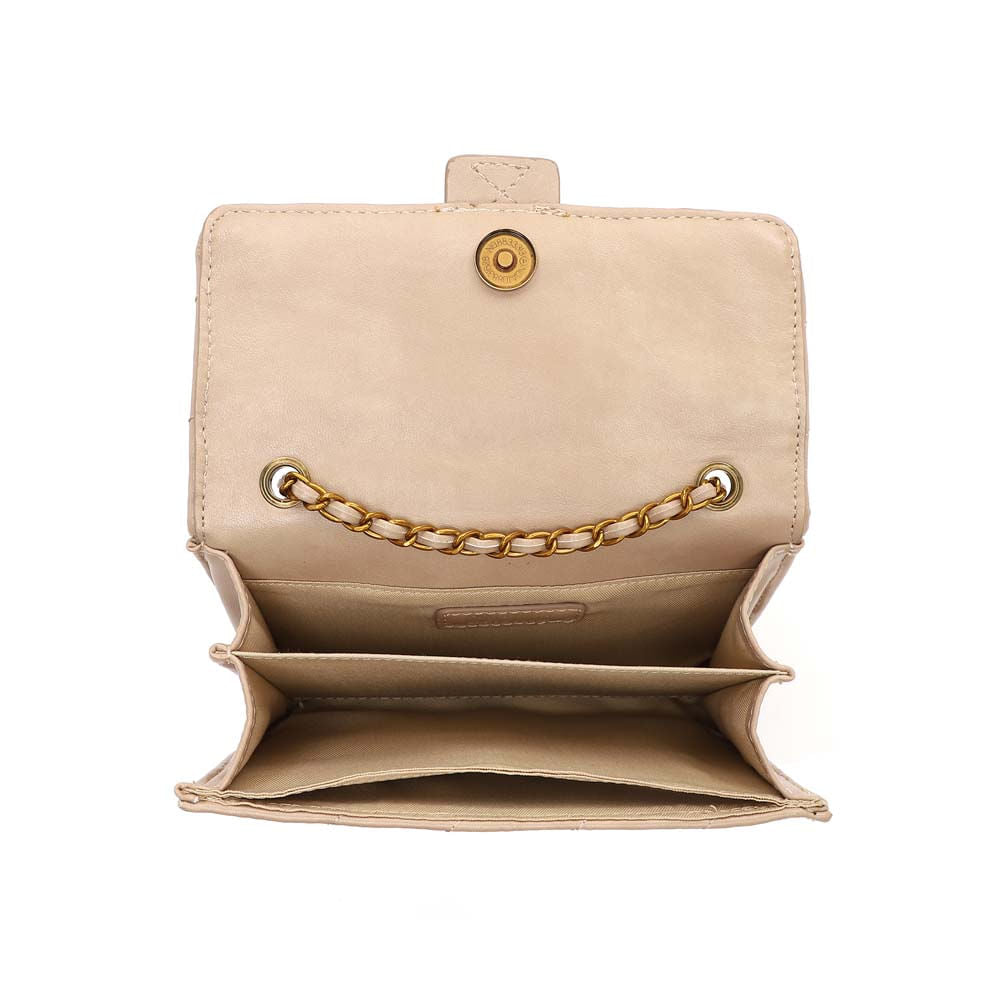 Bolsa Transversal Santa Lolla Bege Matelassê Corrente
