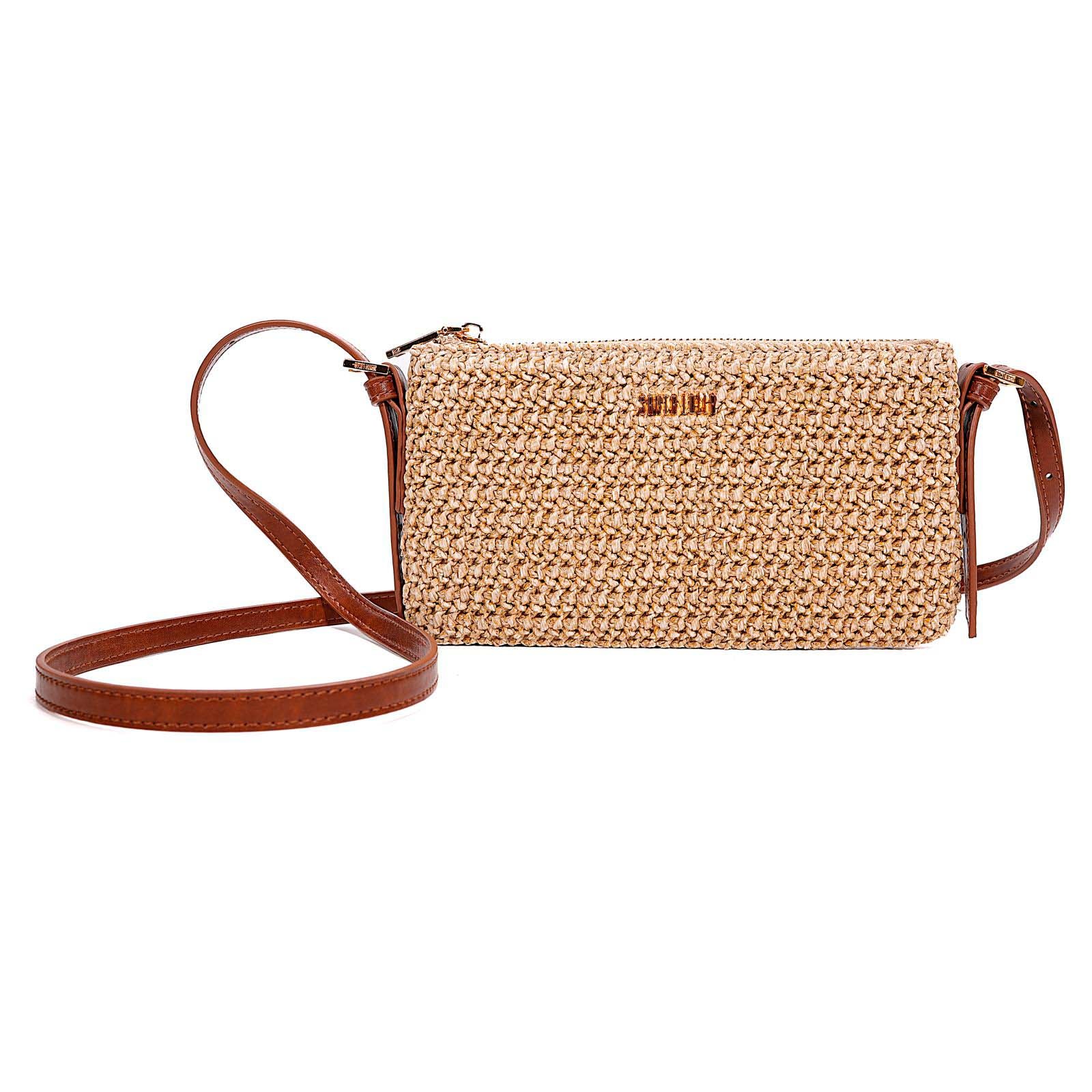 Bolsa Transversal Santa Lolla Bege Tramada Pequena