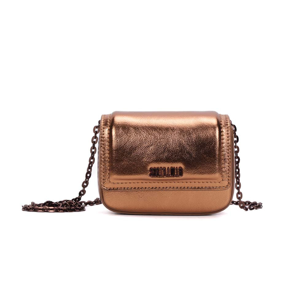 Bolsa Transversal Santa Lolla Bronze Alça Corrente
