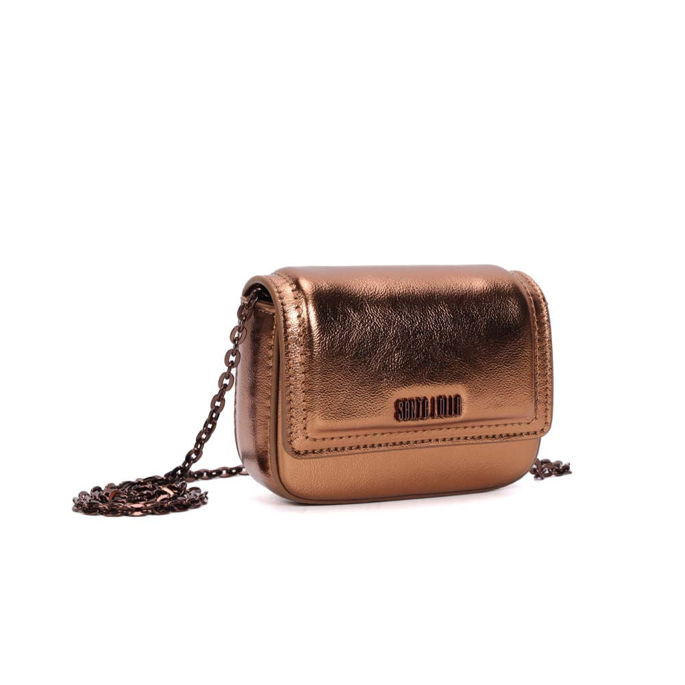 Bolsa Transversal Santa Lolla Bronze Alça Corrente
