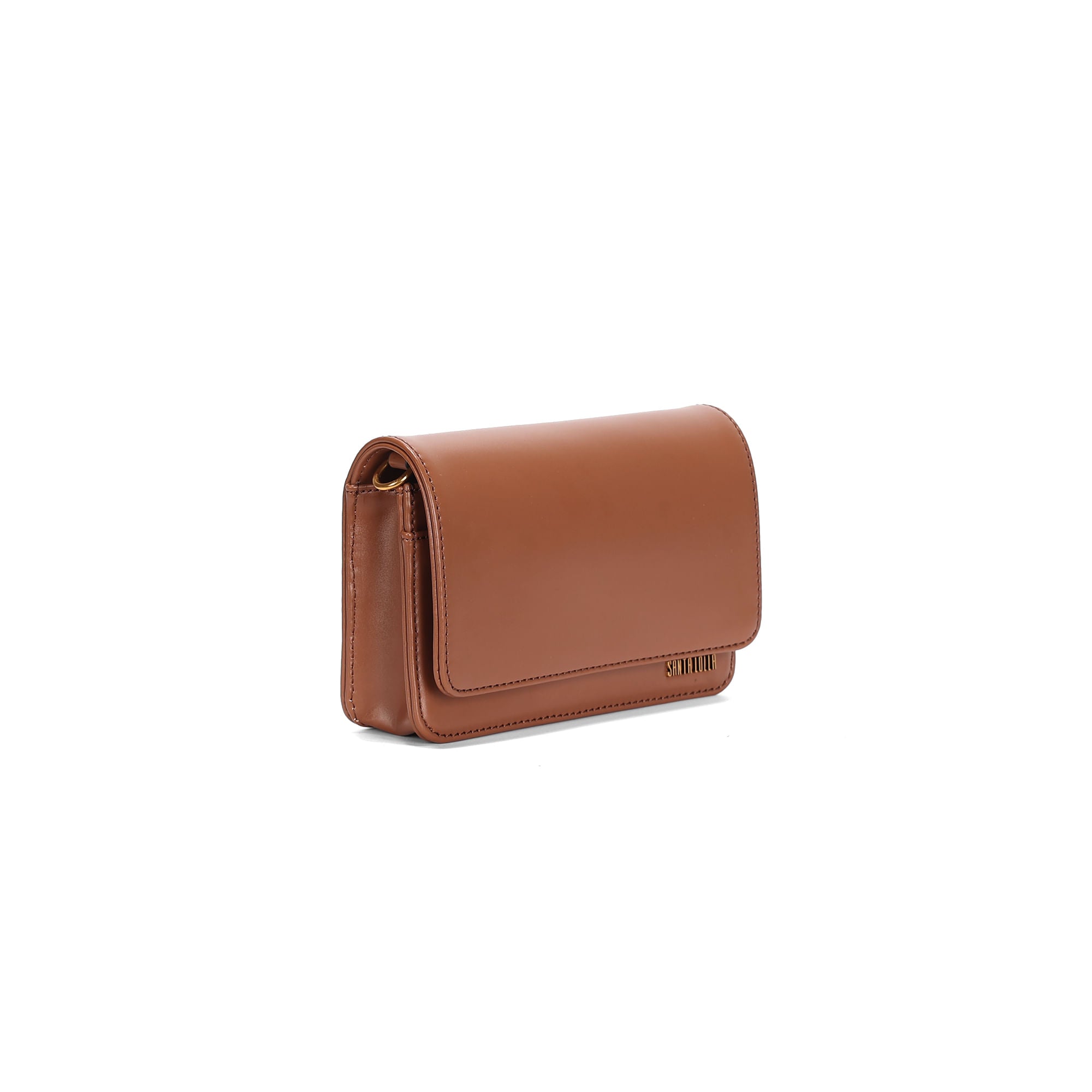 Bolsa Transversal Santa Lolla Caramelo Aba E Metal Dourado