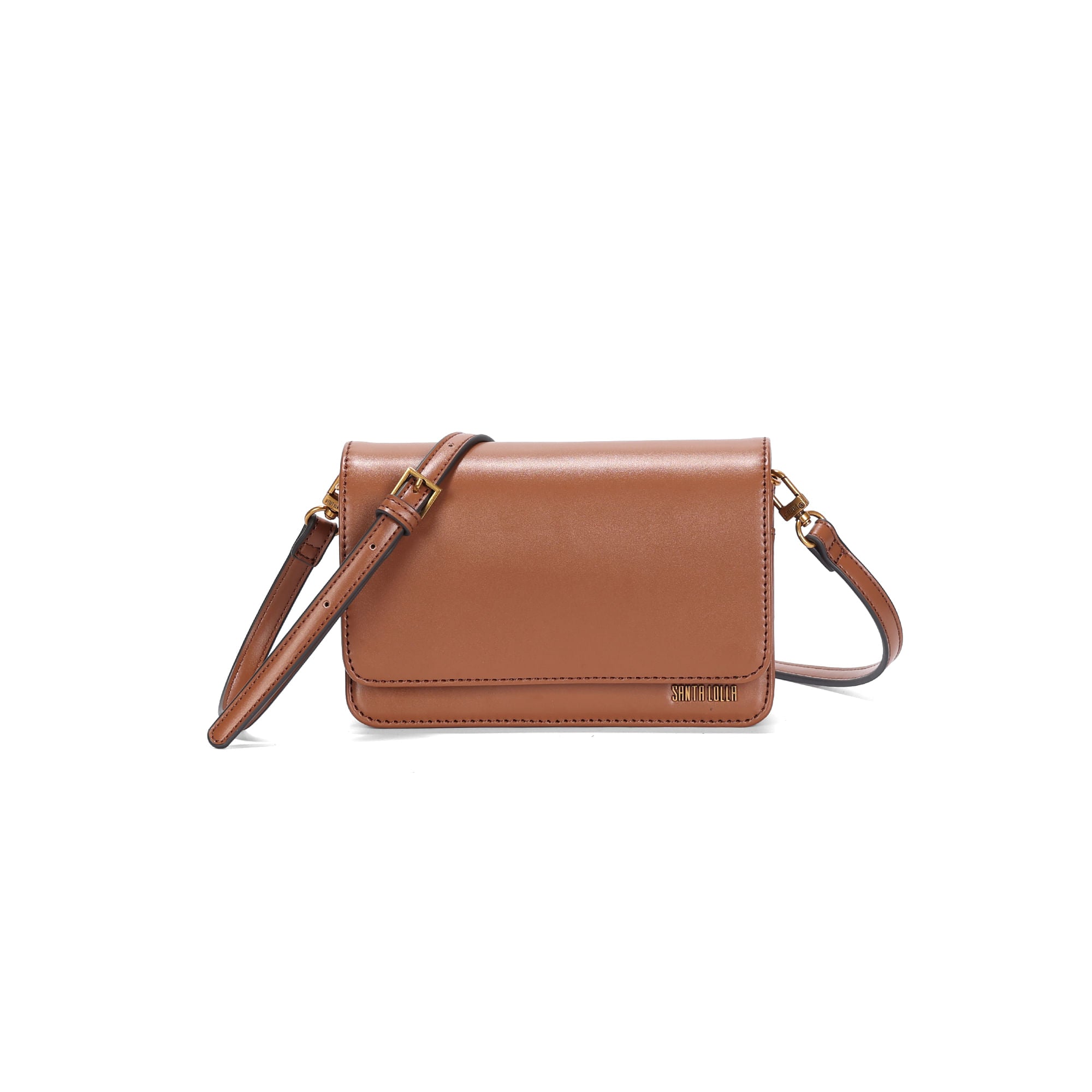 Bolsa Transversal Caramelo Santa Lolla com Aba - 0470.5F51.037B