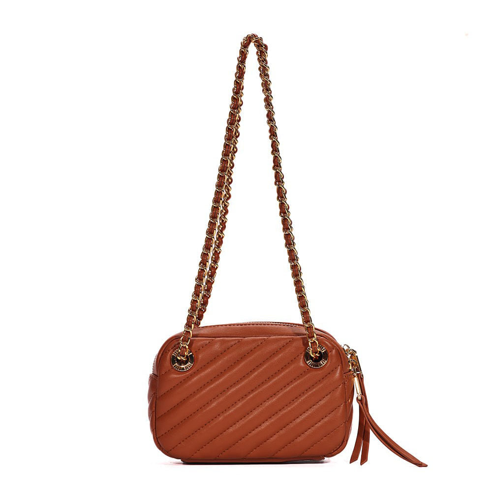 Bolsa Transversal Santa Lolla Caramelo Alça Corrente
